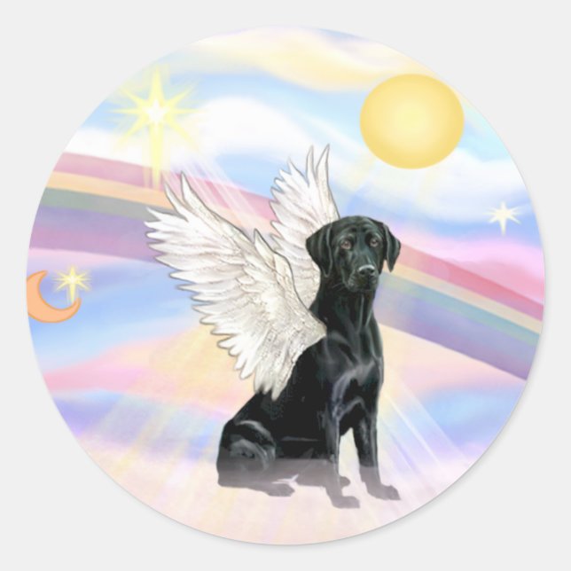 Adesivo Nuvens - Anjo Labrador Retriever Preto (Frente)