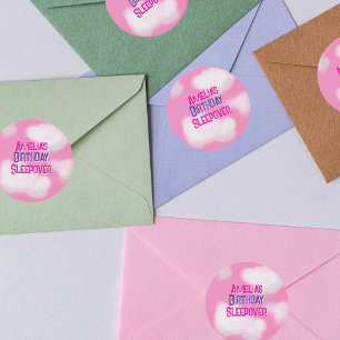 Adesivo Nuvens cor-de-rosa fofos Personalizados Aniversári