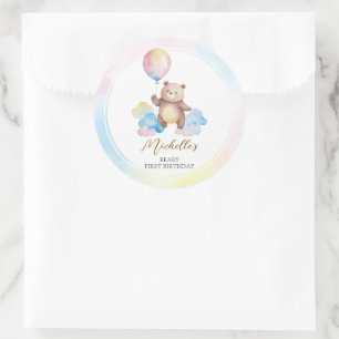 Adesivo Nuvens de Balão de Urso de Pelúcia Primeiro Aniver