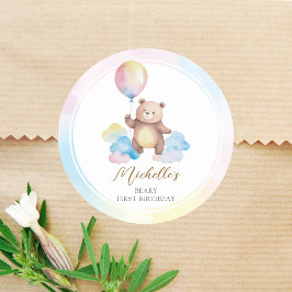Adesivo Nuvens de Balão de Urso de Pelúcia Primeiro Aniver