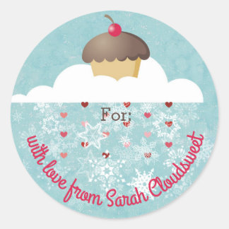 Adesivo nuvens de floco de neve cupcake personalizadas Nat