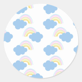 Adesivo Nuvens de Verão Arco-íris Pastel Rabisco Doodle   