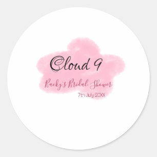 Adesivo Nuvens nove rosa pastel chá de noiva data nome