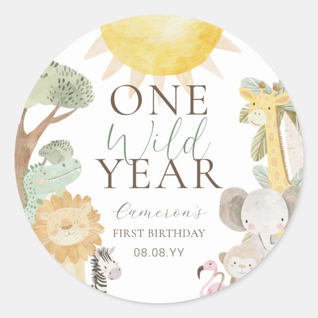 Adesivo Nyala Safari Animais de Um Ano Selvagem Primeiro A (Frente)