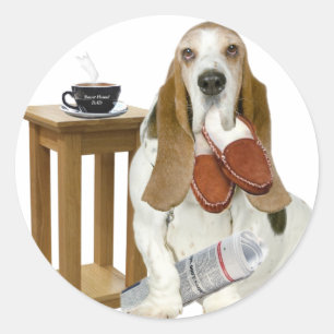 Adesivo O ajudante do pai de Basset Hound