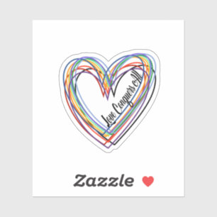 Adesivo "O Amor Conquista Todos" Coração Colorida