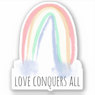 Adesivo o amor conquista tudo arco-íris aquarela pintura s