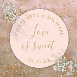Adesivo O Amor Dourado E Rosa Esbranquiçado É Um Favor De<br><div class="desc">O amor é um clássico e elegante. Projetado por Thisnotme©</div>