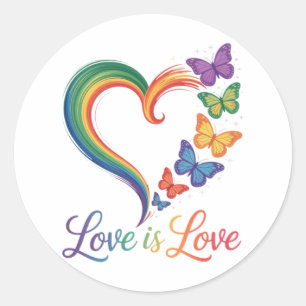 Adesivo O Amor é Amor LGBT Borboleta Coração Arco-íris