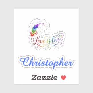 Adesivo O Amor é Amor Pena de Arco-Íris Personalizada Meni