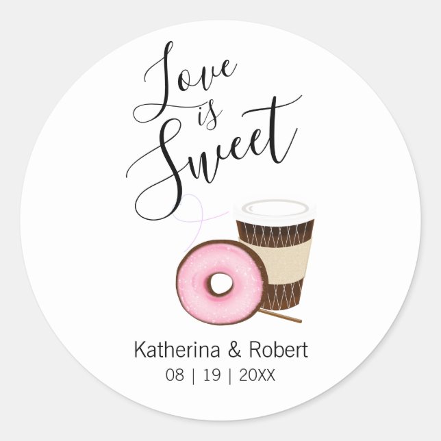 Adesivo O Amor É Café Doce e Donut | Casamento (Frente)