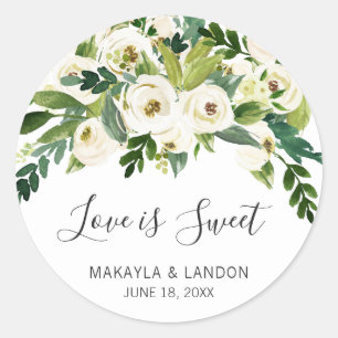 Adesivo O Amor É Doce Floral Branco Casamento Verde