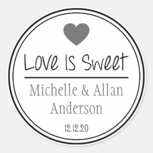 Adesivo O Amor É Doce, O Novo Sr. & Sra. (Cinza / Preto)