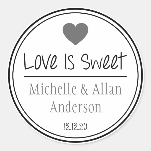 Adesivo O Amor É Doce, O Novo Sr. & Sra. (Cinza / Preto) (Frente)