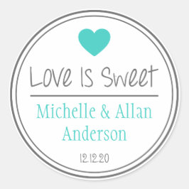 Adesivo O Amor É Doce, O Novo Sr. & Sra. (Teal/Cinza)