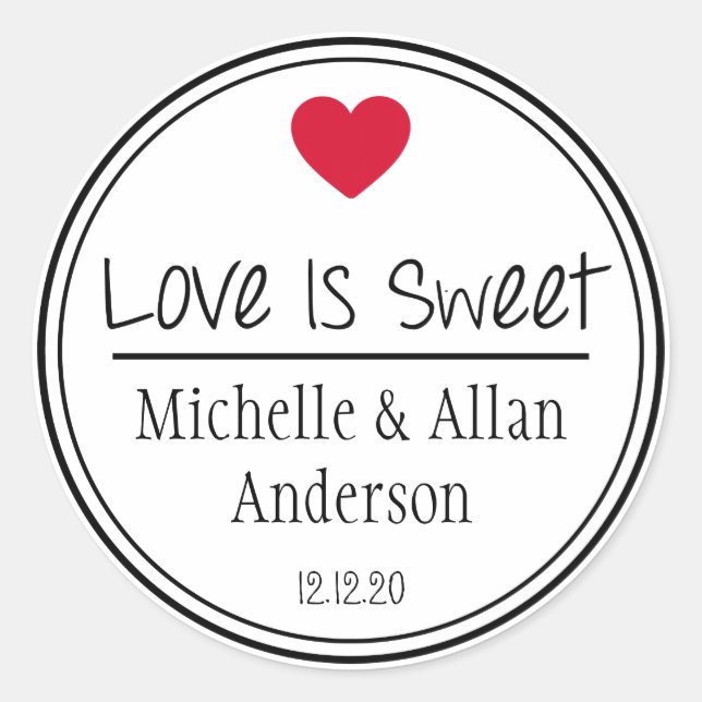 Adesivo O Amor É Doce, O Novo Sr. & Sra. (Vermelho / Preto (Frente)