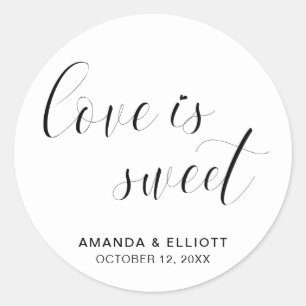 Adesivo O Amor é Doce Tipografia Preto e Branco Casamento