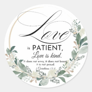 Adesivo O amor é paciente - 1 Cor 13:4 Coroa de Folhas Flo