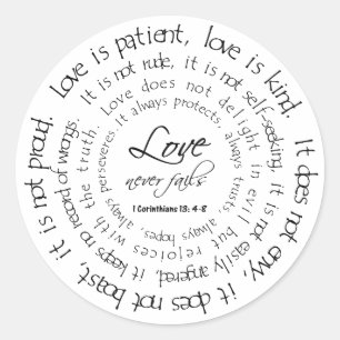 Adesivo O amor é Patient Black and White Round Sticker