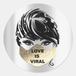 Adesivo O Amor É Uma Rapariga Viral Coronavírus Dourado Má