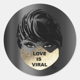 Adesivo O Amor É Uma Rapariga Viral Coronavírus Dourado Má