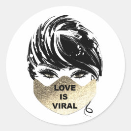 Adesivo O Amor É Uma Rapariga Viral Coronavírus Dourado Má