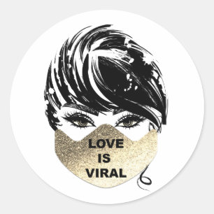 Adesivo O Amor É Uma Rapariga Viral Coronavírus Dourado Má