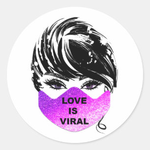 Adesivo O Amor É Uma Rapariga Viral Coronavírus Rosto Rosa