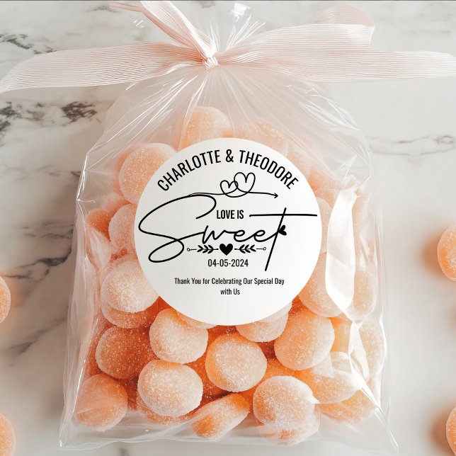 Adesivo O Amor Elegante É Um Casamento De Caligrafia Cardí (love is sweet wedding stickers elegant thank you script calligraphy engagement party modern for her)