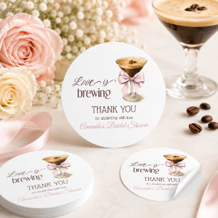 Adesivo O Amor Está Cozinhando Café com Laço Rosa Chá de N