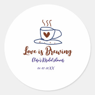Adesivo O amor está fervendo brown blue chá de noiva adici