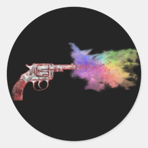 Adesivo o amor está fumando arma: arco-íris: