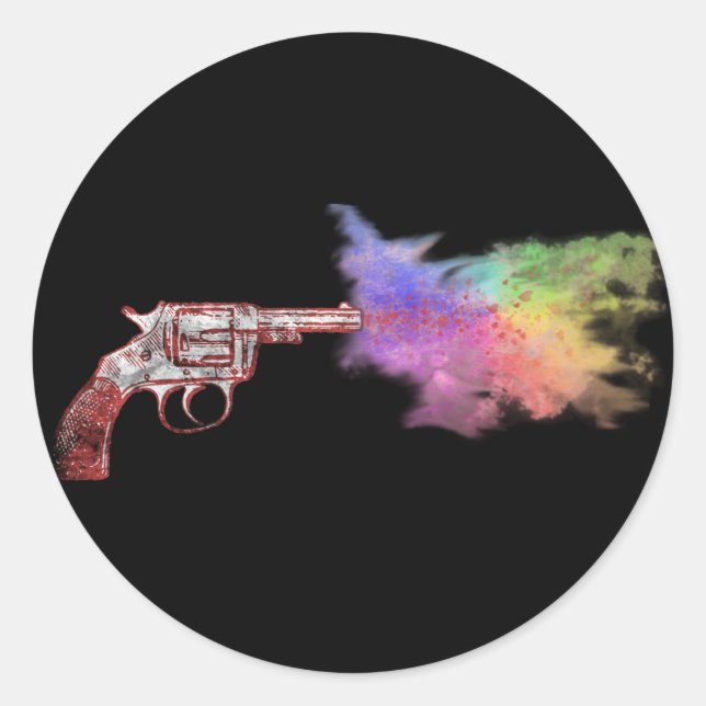 Adesivo o amor está fumando arma: arco-íris: (Frente)