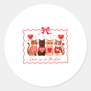 Adesivo O Amor Está Na Pelagem Amantes de Gatos no Dia dos