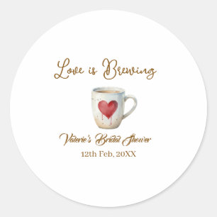 Adesivo O amor está preparando caneca de café branco coraç