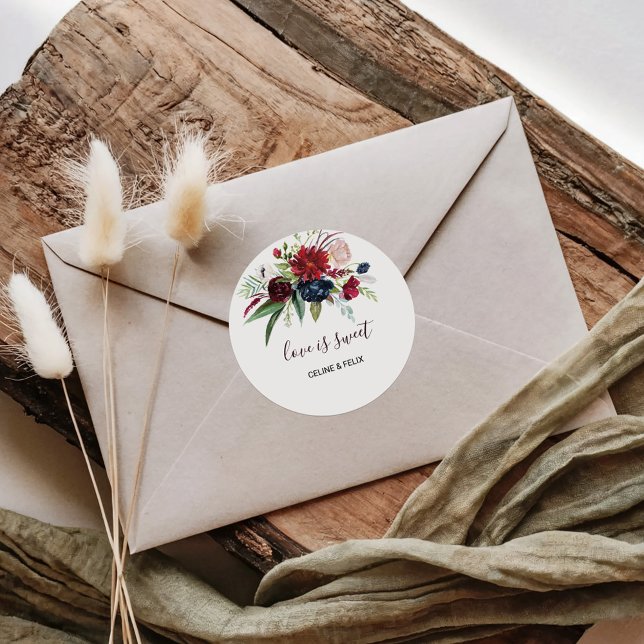 Adesivo O Amor Floral do Marinho Moderno Burgundy é um Cas (Criador carregado)