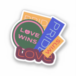 Adesivo O amor ganha. Orgulho. O orgulho ganha. LGBT+Orgul