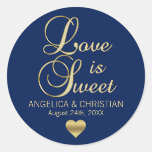 Adesivo O AMOR Personalizado É Marinho Azul Dourado Casame