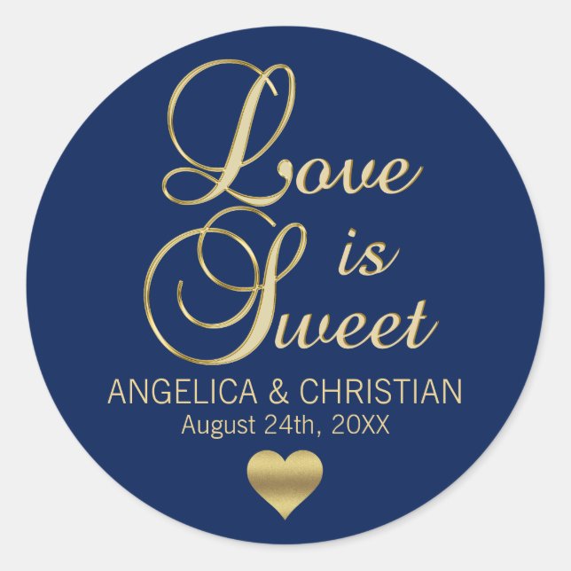 Adesivo O AMOR Personalizado É Marinho Azul Dourado Casame (Frente)