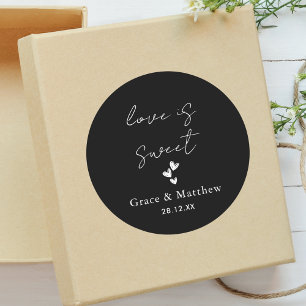 Adesivo O Amor Preto e Branco é um Doce Favor de Casamento