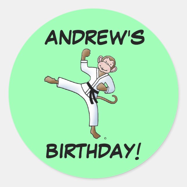 Adesivo O Aniversário de Artes Marciais do Andrew (Frente)