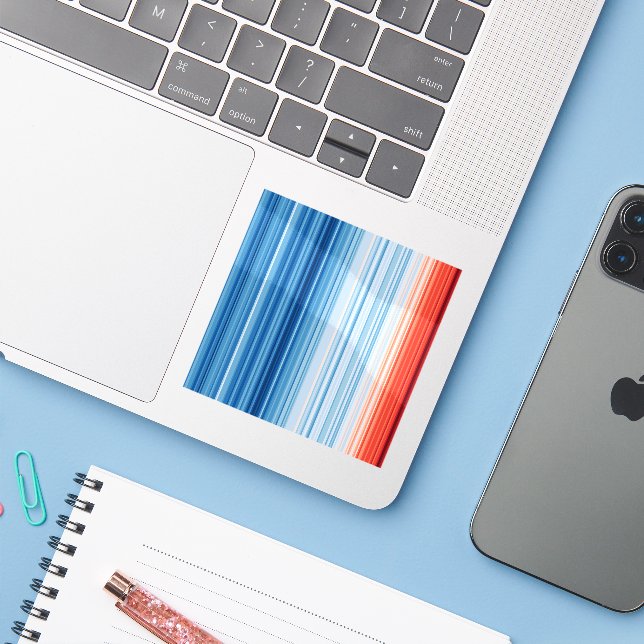 Adesivo O aquecimento global derruba as mudanças climática (Notebook com iPhone)