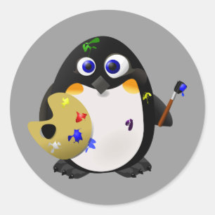 Adesivo "O artista" -- Pinguim bonito do pintor