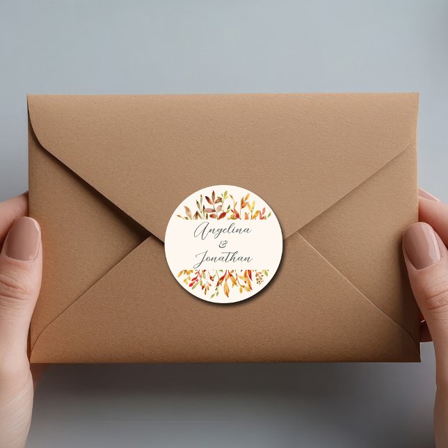 Adesivo O Autumn Elegante Deixa Casamento Personalizado (Criador carregado)