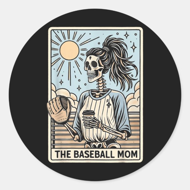 Adesivo O Baseball Mãe Skeleton Tarot, Baseball Mama Mot (Frente)