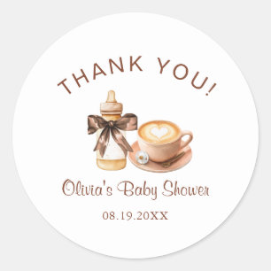 Adesivo O Bebê Está Preparando Café Chás de Bebê Obrigado