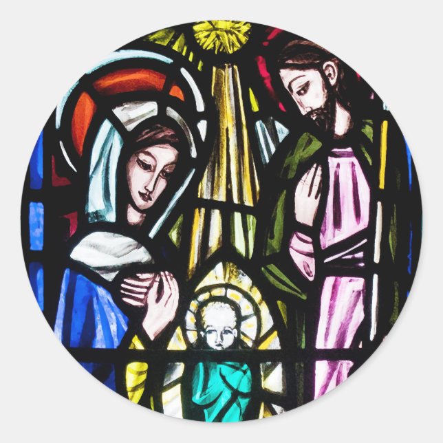 Adesivo O bebê Jesus arranjou vidro de Rua. (Frente)