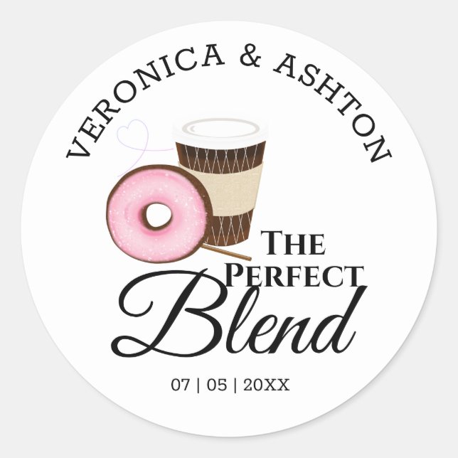 Adesivo O Blend Perfeito Café e Donut | Casamento (Frente)