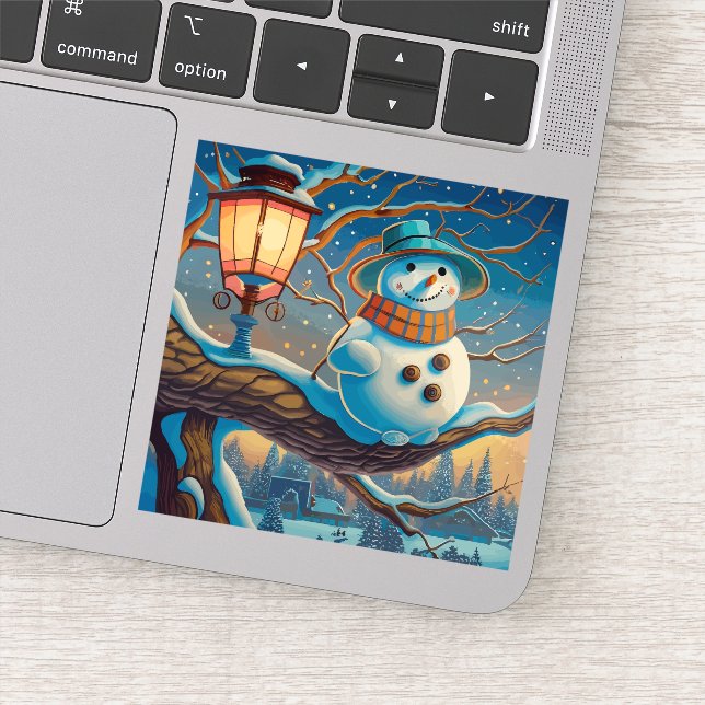 Adesivo O boneco de neve ao lado do natal (Detalhe)