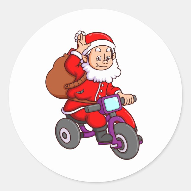 Adesivo o bonito santa claus anda de bicicleta e wav (Frente)